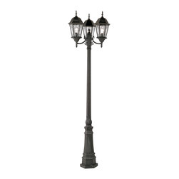 Trans Globe Lighting - 3 Light Pole Lantern, Black - Post Lights