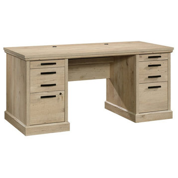 Sauder Aspen Post Engineered Wood Executive Desk in Prime Oak