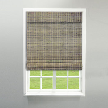Radiance Cordless Privacy Weave Bamboo Roman Shade, Driftwood 30"x64"