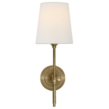 Bryant Sconce in Hand-Rubbed Antique Brass with Linen Shade
