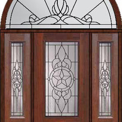 Prehung Sidelights-Transom Door 80 Fiberglass Brazos 3/4 Lite Glass - Front Doors