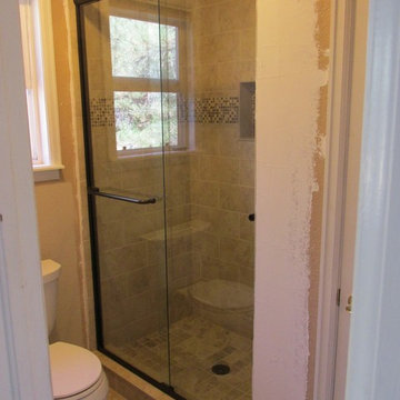 Masterbath shower and tub remodel (Marazzi Tosca Ivory Tile)