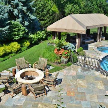 Kid Friendly Tropical Poolside Backyard