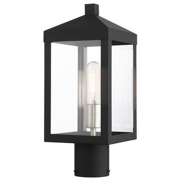 Livex Nyack 1 Light Black/Brushed Nickel Cluster Small Outdoor Post Top Lantern