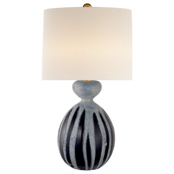 Gannet Table Lamp in Drizzled Cobalt with Linen Shade