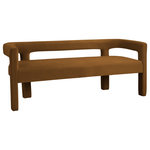 Meridian Furniture - Athena Boucle Fabric Upholstered Bench, Camel, Velvet - Flaunt your modish tastes with this Athena velvet bench. Sophisticated by design, this dining room seating offers a sturdy frame made from high-quality materials and upholstered in soft, welcoming velvet, so it always feels comfortable for family and guests. A low back provides a clean aesthetic while offering support as you wine and dine the night away. Pair it with other items in the same collection for a cohesive look.