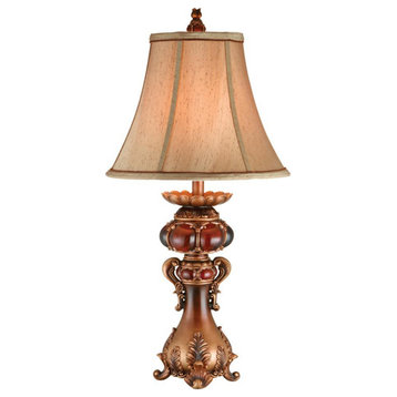 Antique Inspired Table Lamp With Linen Lamp Shade