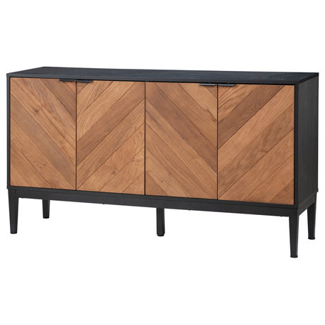 55" Wide 4 Door Sideboard, Black