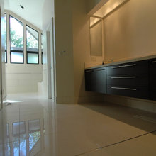 contemporary bathroom with shower and tub
