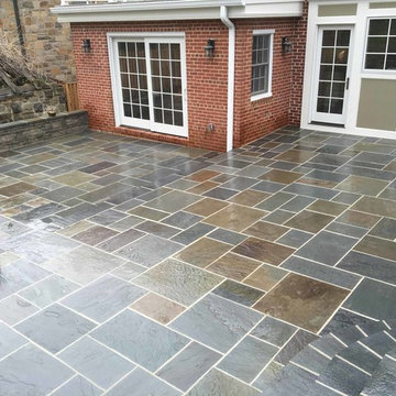 Flagstone  patio, steps and sitting walls
