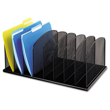 Safco Onyx Black Steel Mesh Desk Organizer with 8 Upright Sections