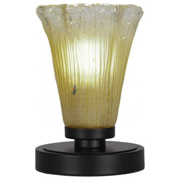Luna 1-Light Table Lamp, Matte Black/Fluted Amber Crystal