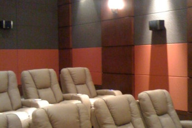 Inspiration for a contemporary home theater remodel in Orlando
