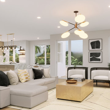 Black and White Kitchen and Living Room