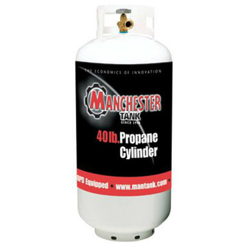 Manchester Tank 1220-13 Vertical ACME/OPD Propane Gas Cylinder, White, 40 Lb