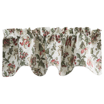 Madison Floral 58"x15" Lined Scallop Valance, Brick