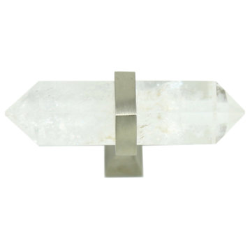 Clear Crystal Quartz Pulls 3" Dresser Pulls, Satin Nickel