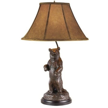 Sculpture Table Lamp Mountain Bear Hand Painted Made in USA OK
