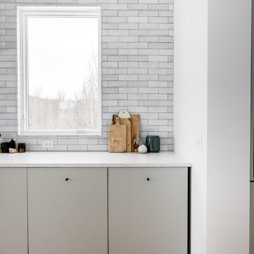 Cool Neutral Brick Kitchen