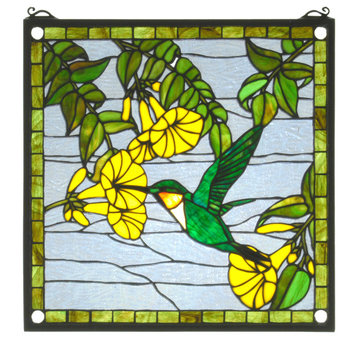 17W X 17H Hummingbird Stained Glass Window