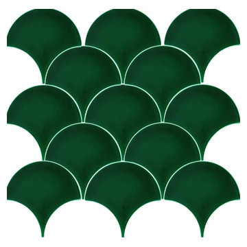 Light green Fish Scale Patterned Tile