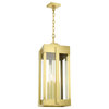 Natural Brass Art Deco, Sophisticated Outdoor Pendant Lantern