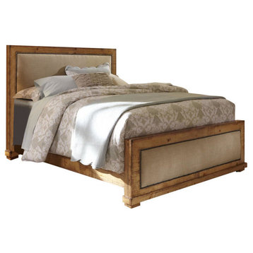 Willow Complete Bed, Distressed Pine, Queen, Upholstered Bed