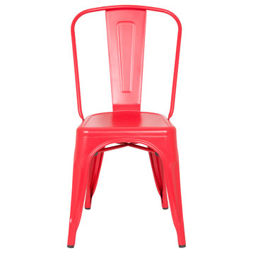 Highland Commercial Grade Metal Dining Chair, Frosted Red (Set of 4)