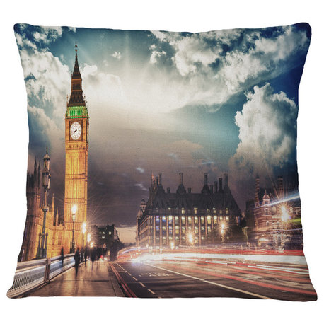 Big Ben Uk From Westminster Bridge Cityscape Photo Throw Pillow, 16"x16"