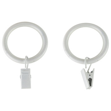 1-1/4" Noise-Canceling Curtain Rings With Clip, Set of 10, White
