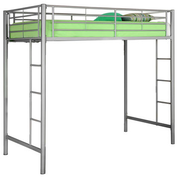 Roseto WEIF11679 Twin Steel Loft Bed - Silver