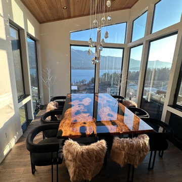 Custom Black Walnut Black River Epoxy Table