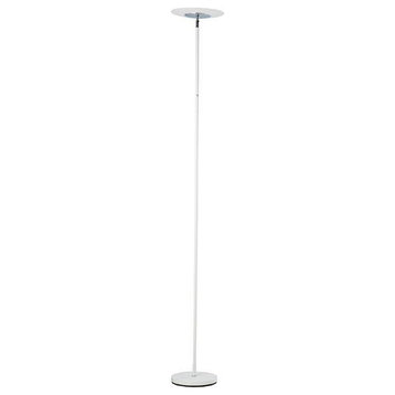 Benzara BM240395 Floor Lamp, Adjustable Torchiere Head/Sleek Metal Body, White