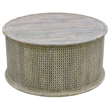 Sumter 36"Diameter Mango Wood Drum Coffee Table