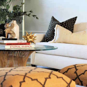 Kilim Footstools in LA Home for Sale -- Home Staging