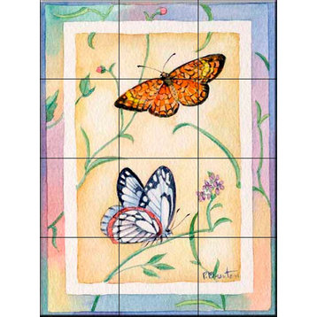 Tile Mural, Checkerspot Pine Butterfly by Paul Brent
