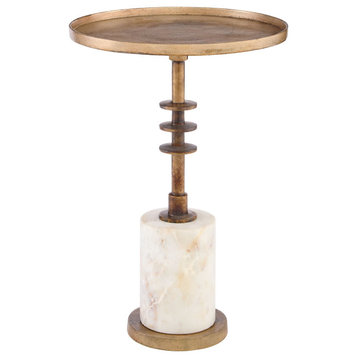 Jetson Accent Table, Antique Brass