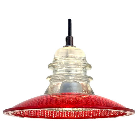 Insulator Light 8" Traffic Light Lens Pendant, Red