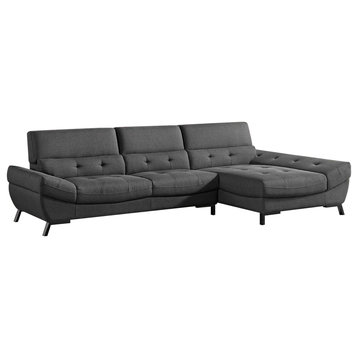 Modern Dark Grey Fabric Tufted Rider Sectional - Right Chaise