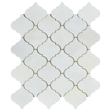 Oriental White / Asian Statuary Marble Polished Lantern Arabesque Mosaic Tile
