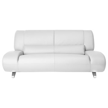 Modern Aspen White Microfiber Leather Loveseat