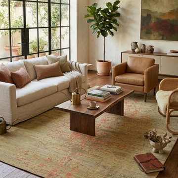 Sage & Rust Erased Damask Modern Hand-Tufted Rug