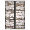 Contemporary Abstract Mirrored Wall Art Panels, Antiqued Metallic 42" Modern