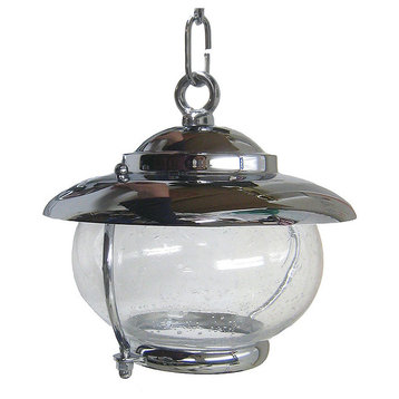 Garden / Bubble Glass Pendant (Solid Brass / Indoor / Outdoor), Polished Chrome