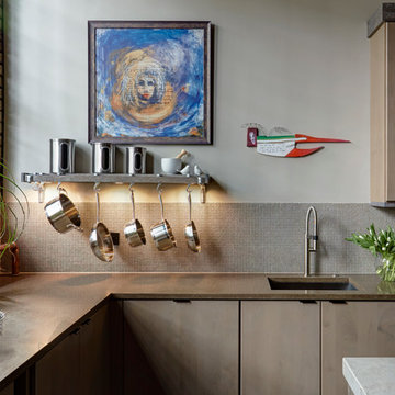 Chicago Industrial loft Kitchen. Designed by Fred Alsen of fma Interior Design