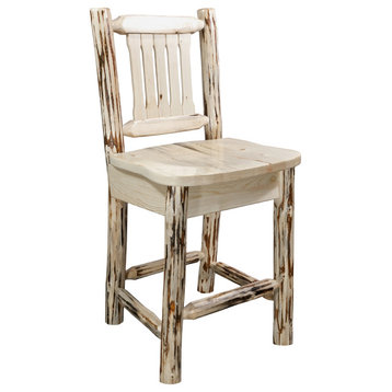 Montana Counter Height Bar Stool With Back, Ready to Finish