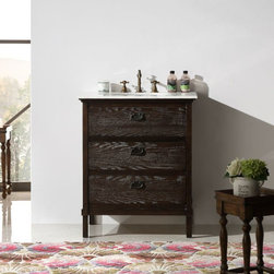 Abel 30 inch Black Bathroom Vanity Marble Top - Bathroom Vanities And Sink Consoles