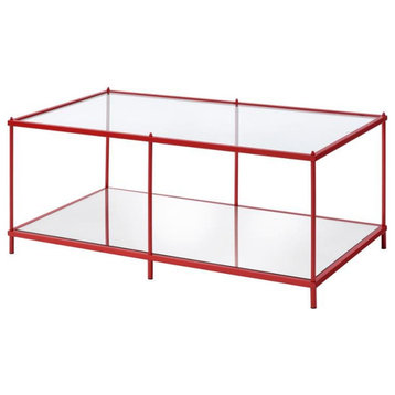 Furniture of America Mendry Metal 1-Shelf Coffee Table in Red