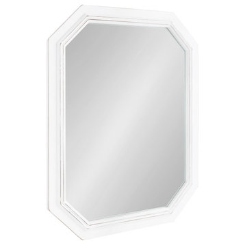 Palmer Wood Octagon Wall Mirror, White