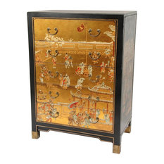 50 Most Por Asian Accent Chests And Cabinets For 2018 Houzz Oriental Furniture Gold Leaf Village Life Five Drawer Chest Accent Chests And Cabinets